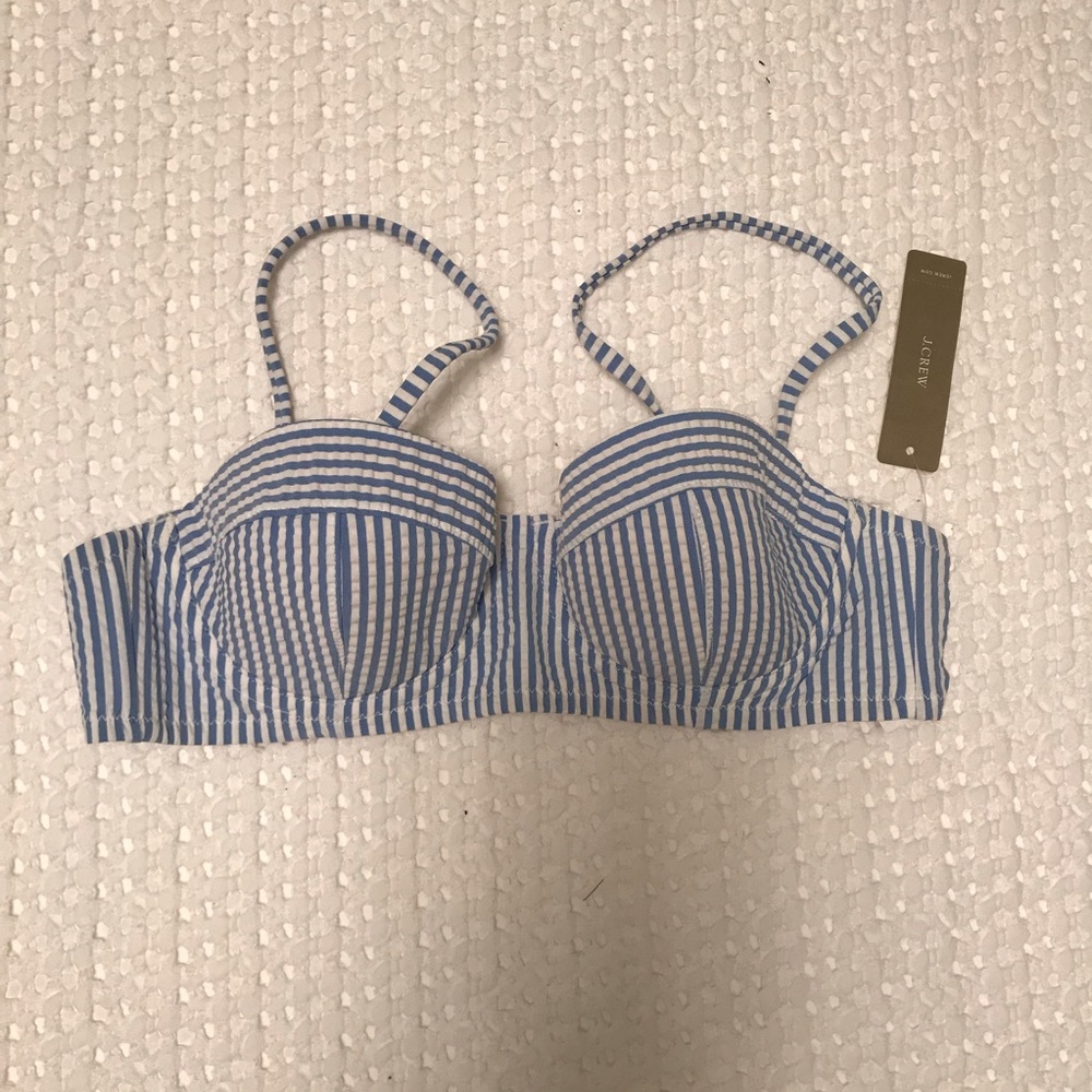 J. Crew seersucker underwire bikini top, 34A
